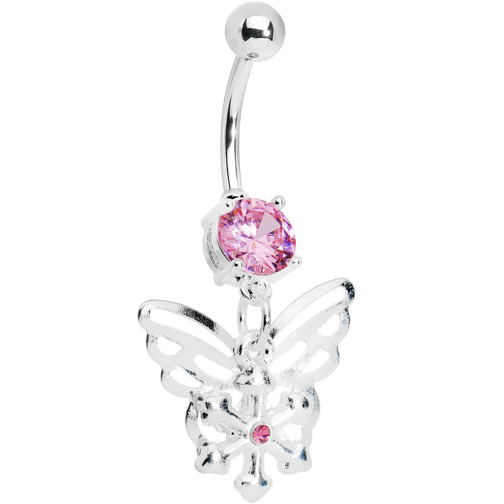 BodyCandy Passion Pink Gem Encompass Butterfly Belly Ring — main product shot