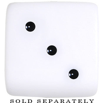 BodyCandy 18mm White Acrylic Square Dice Saddle Plug — detail close-up