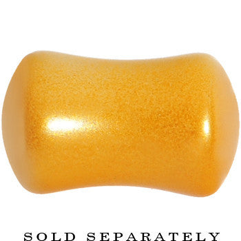 BodyCandy 0G Honey Yellow Metallic Pearl Acrylic Saddle Plug — detail close-up
