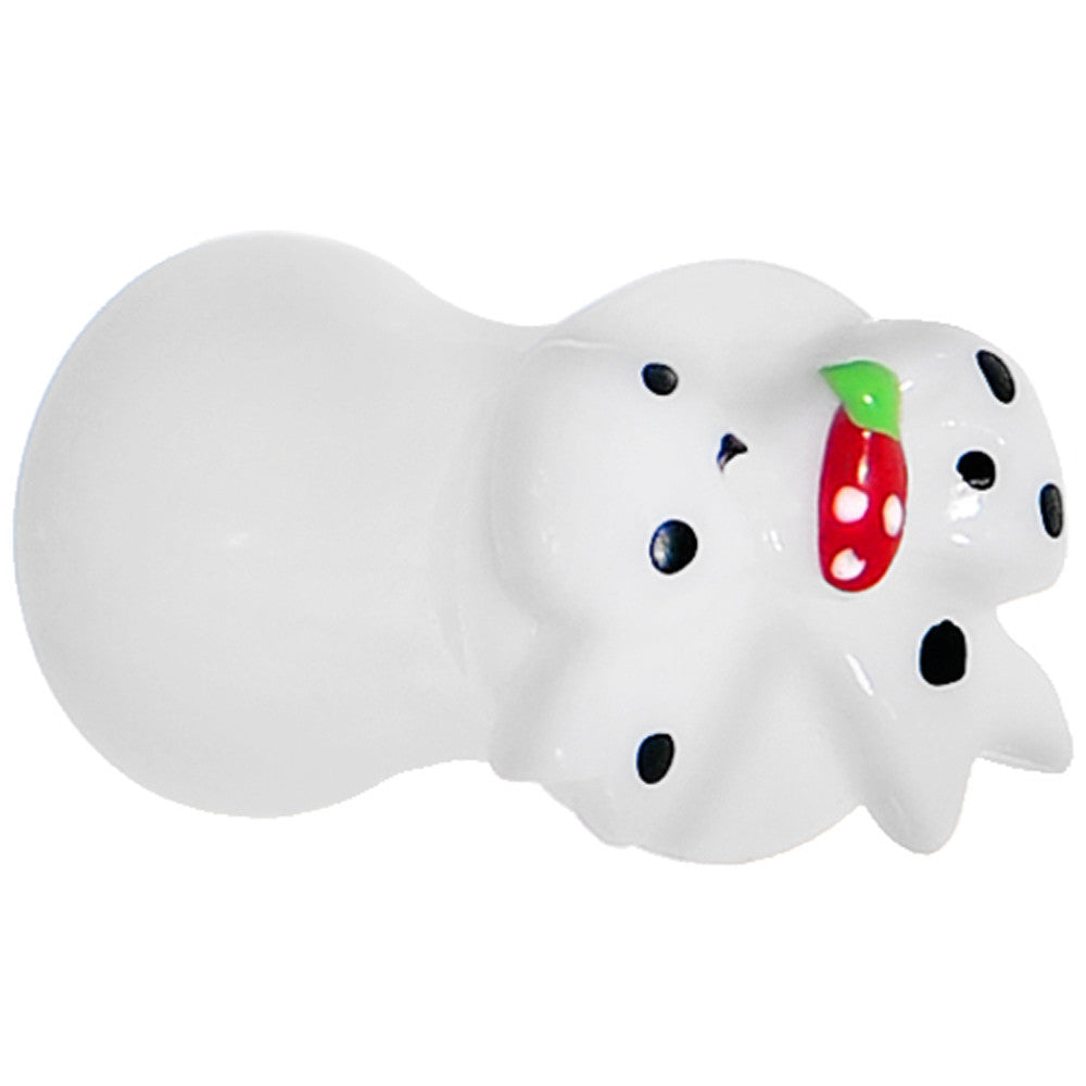 BodyCandy 2G White Acrylic Berry Polka Dot Bow Saddle Plug — main product shot