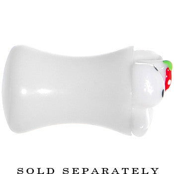 BodyCandy 2G White Acrylic Berry Polka Dot Bow Saddle Plug — lifestyle context