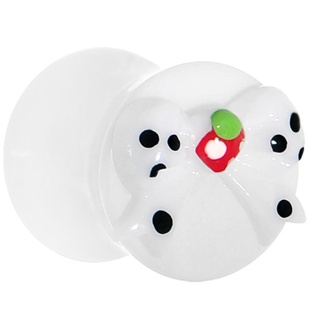 BodyCandy 0G White Acrylic Berry Polka Dot Bow Saddle Plug — main product shot