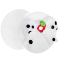 BodyCandy 0G White Acrylic Berry Polka Dot Bow Saddle Plug — main product shot