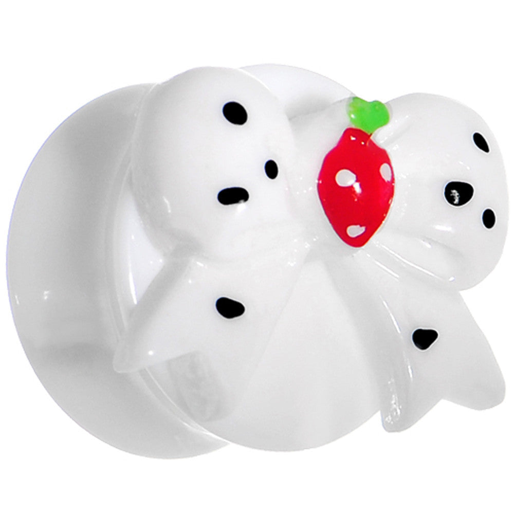 BodyCandy 5/8 White Acrylic Berry Polka Dot Bow Saddle Plug — main product shot