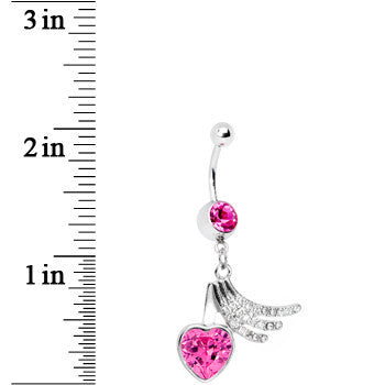 BodyCandy Pink Gem Heart Trails Belly Ring — detail close-up