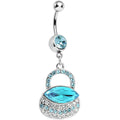 BodyCandy Aqua Gem Pretty Purse Dangle Belly Ring — main product shot