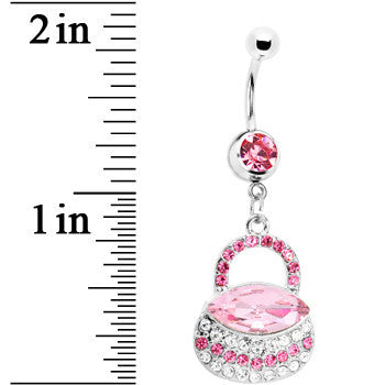 BodyCandy Pink Gem Pretty Purse Dangle Belly Ring — detail close-up