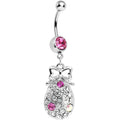 BodyCandy Pink Gem Bow and Paved Teardrop Belly Ring — main product shot