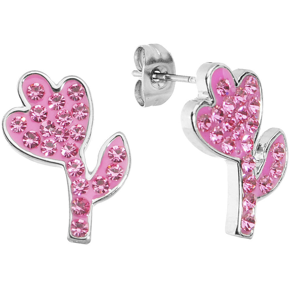 BodyCandy Pink Ferido Crystal Flower Stud Earrings — main product shot