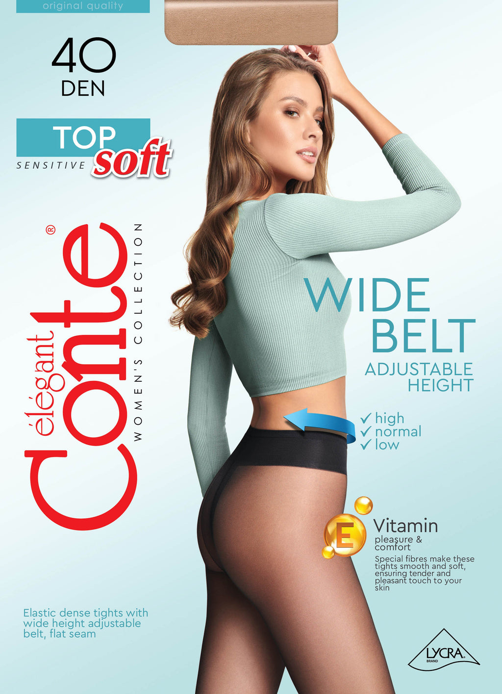 TheRanok.com Tights Conte Top Soft 40 Den - Adjustable Fit for Sensitive Skin — detail close-up