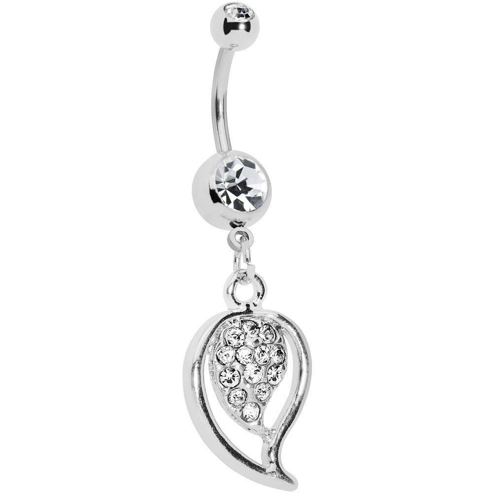 BodyCandy Crystalline Gem Stylish Paved Leaf Belly Ring — main product shot