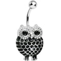 BodyCandy Black Gem Ebony Feathered Owl Belly Ring — main product shot
