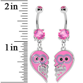 BodyCandy Owl Best Friends Belly Ring Set — detail close-up