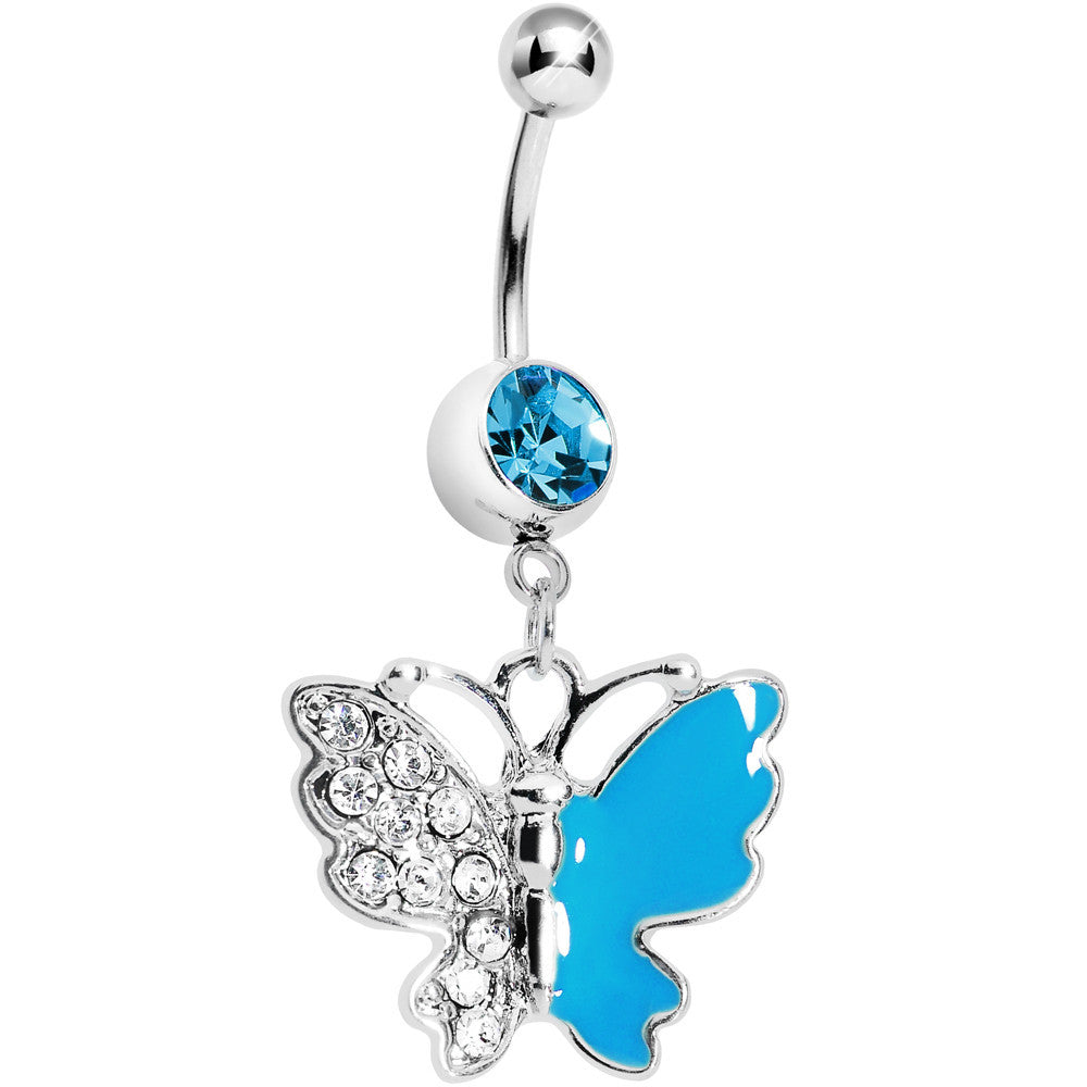 BodyCandy Blue Gem Enamel Butterfly Belly Ring — main product shot