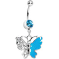 BodyCandy Blue Gem Enamel Butterfly Belly Ring — main product shot