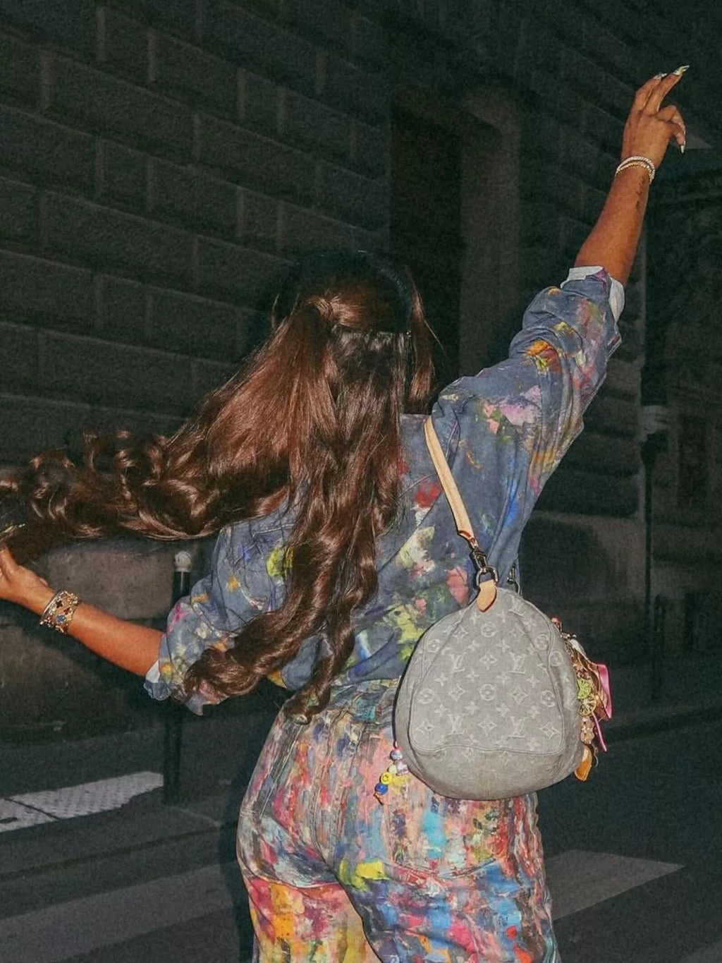 Artistic Painted Long Sleeve Denim Shirt