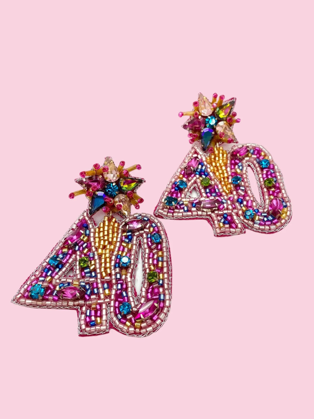 KADOU BOUTIQUE Happy Birthday Beaded Earrings — in-use photo