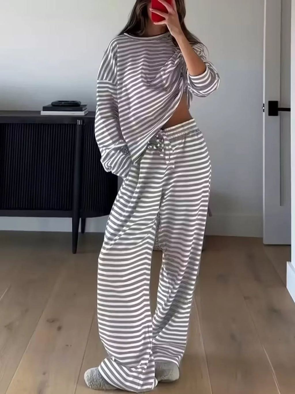 Striped Long Sleeve Top and Pants Set