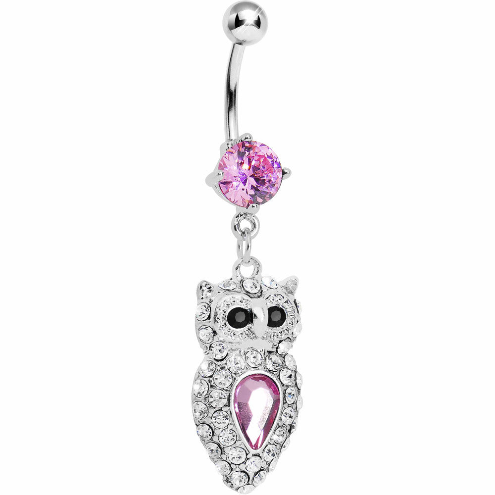 BodyCandy Sparkling Pink Gem Owl Belly Ring — main product shot