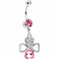 BodyCandy Pink Gem Heart Shaped Clover Belly Ring — main product shot