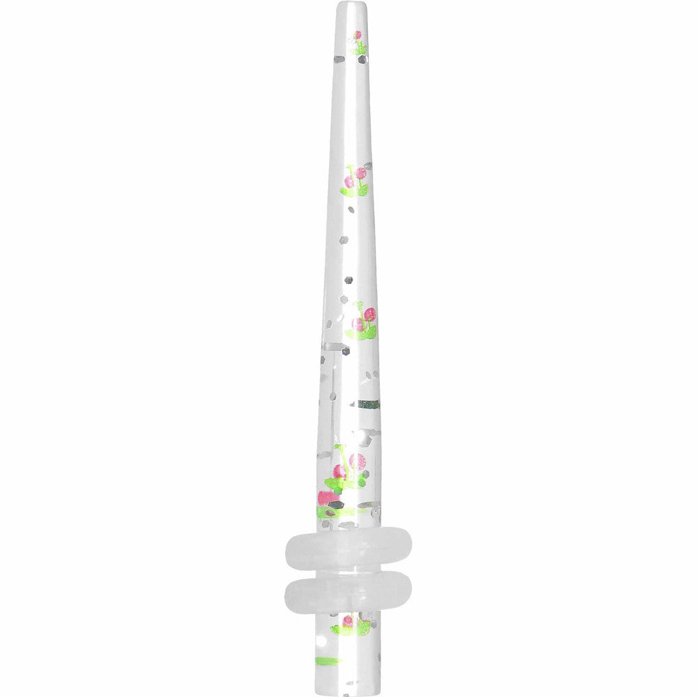 BodyCandy 8G Clear Acrylic Glitter Cherry Confetti Taper — main product shot