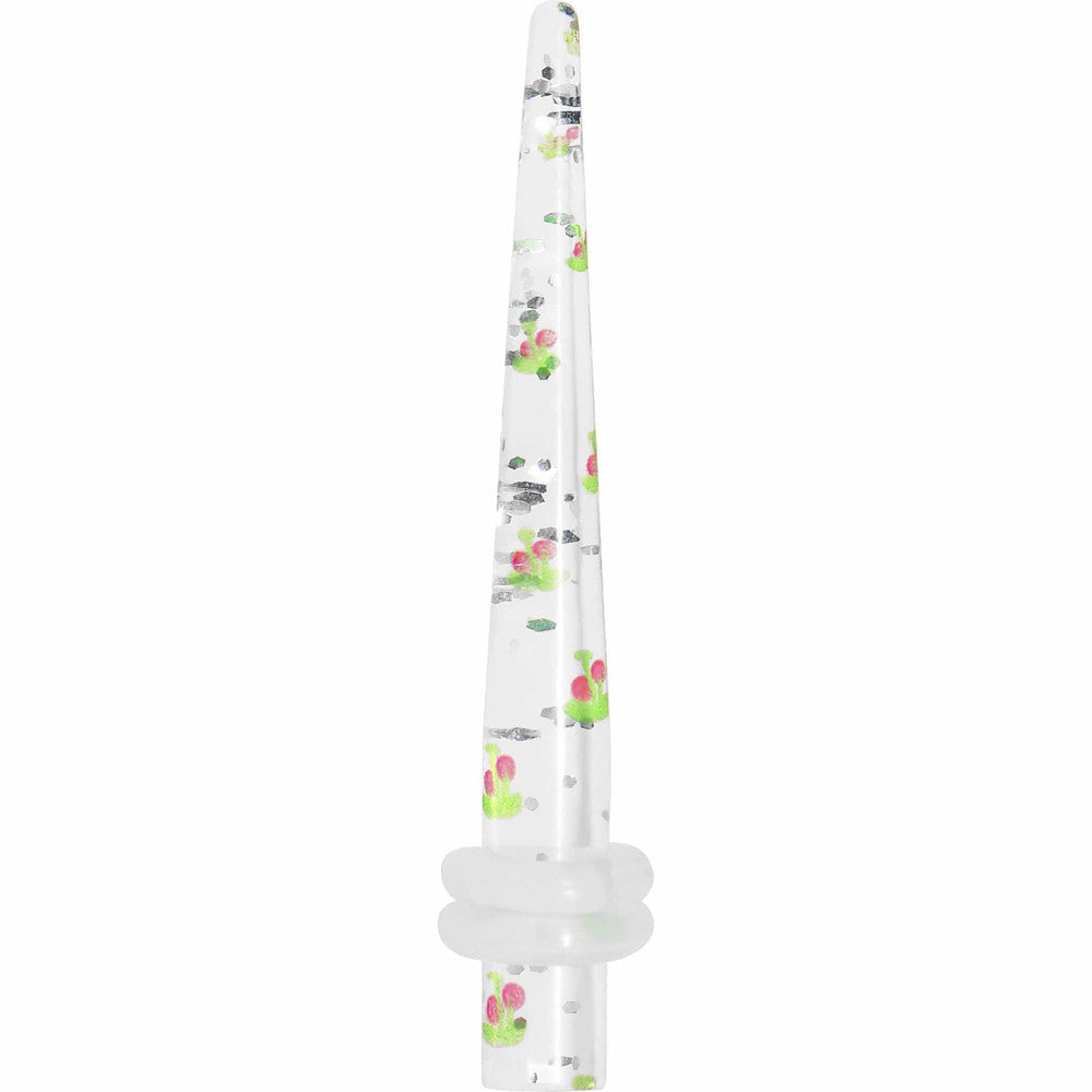 BodyCandy 6G Clear Acrylic Glitter Cherry Confetti Taper — main product shot