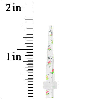 BodyCandy 6G Clear Acrylic Glitter Cherry Confetti Taper — detail close-up