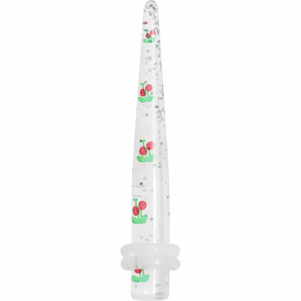 BodyCandy 4G Clear Acrylic Glitter Cherry Confetti Taper — main product shot