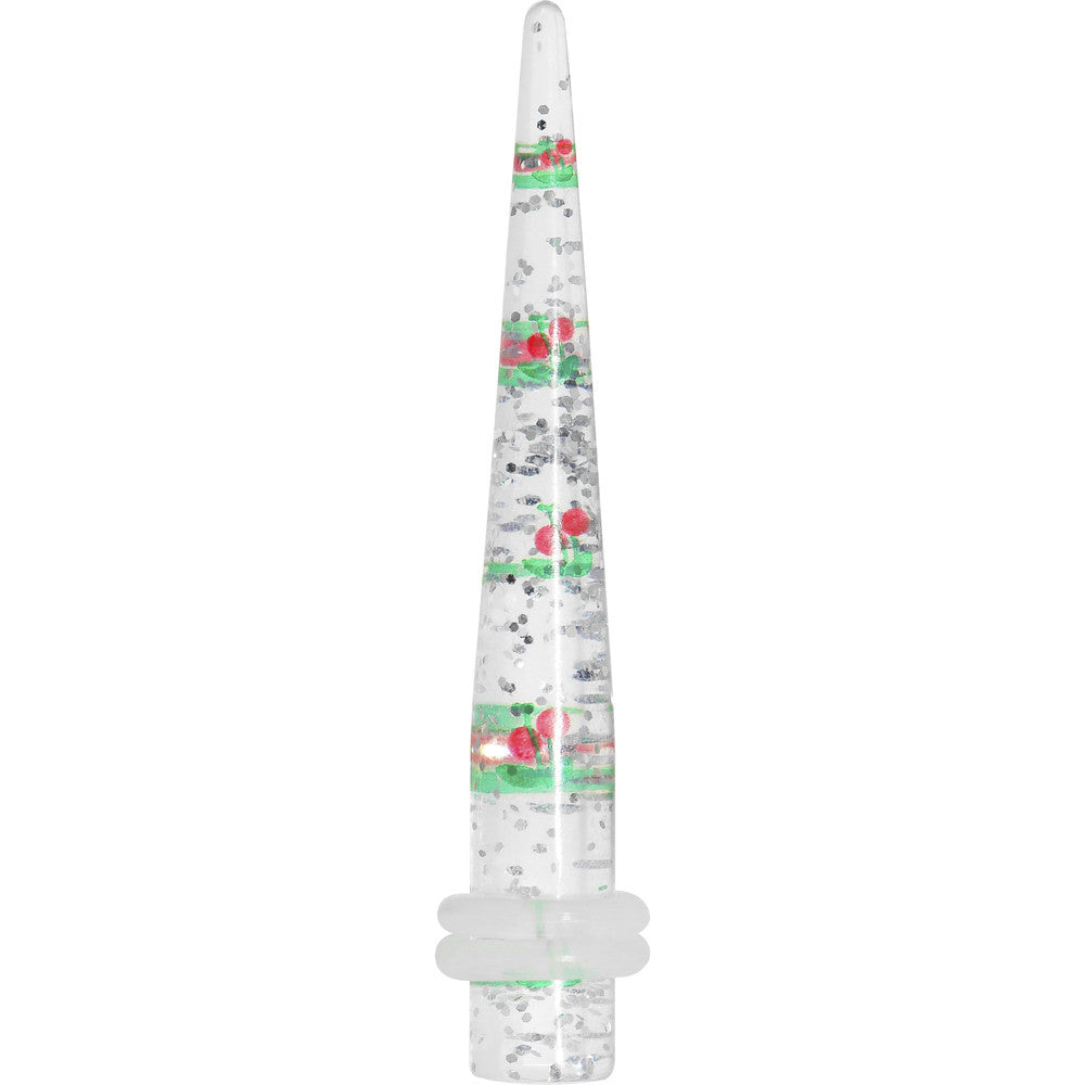 BodyCandy 2G Clear Acrylic Glitter Cherry Confetti Taper — main product shot