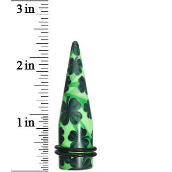 BodyCandy 5/8 Green Acrylic Four Leaf Clover Field Taper — lifestyle context
