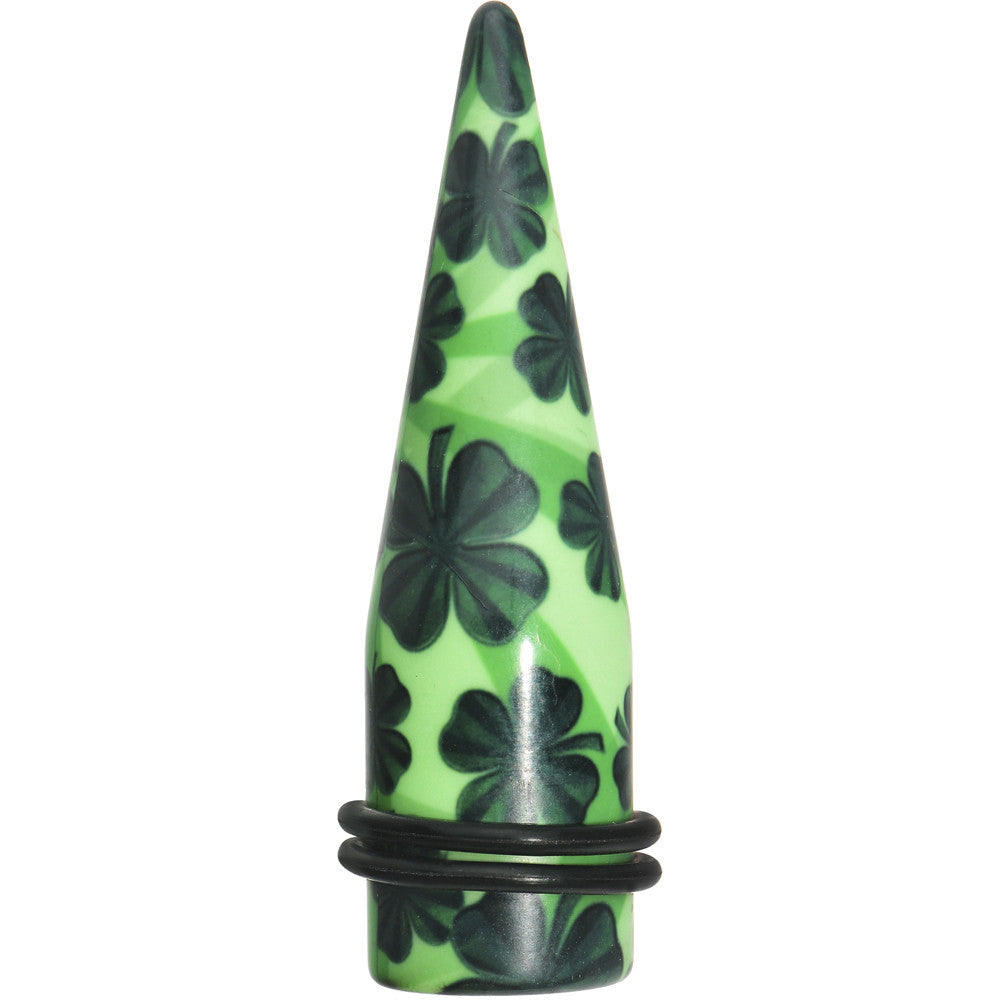 BodyCandy 5/8 Green Acrylic Four Leaf Clover Field Taper — main product shot