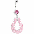 BodyCandy Pink Hearts with Ribbon Teardrop Belly Ring — main product shot