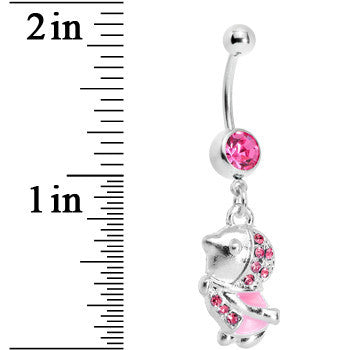 BodyCandy Pink Gem Bundle Up Winter Belly Ring — detail close-up