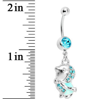 BodyCandy Aqua Gem Bundle Up Winter Belly Ring — detail close-up
