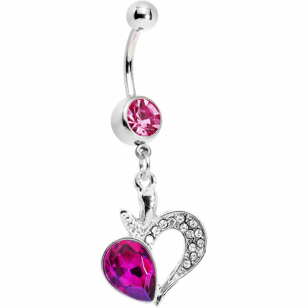 BodyCandy Pink Gem Half Hearted Heart Belly Ring — main product shot