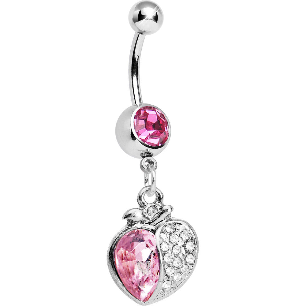 BodyCandy Pink Gem Apple Paved Heart Belly Ring — main product shot
