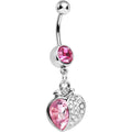 BodyCandy Pink Gem Apple Paved Heart Belly Ring — main product shot
