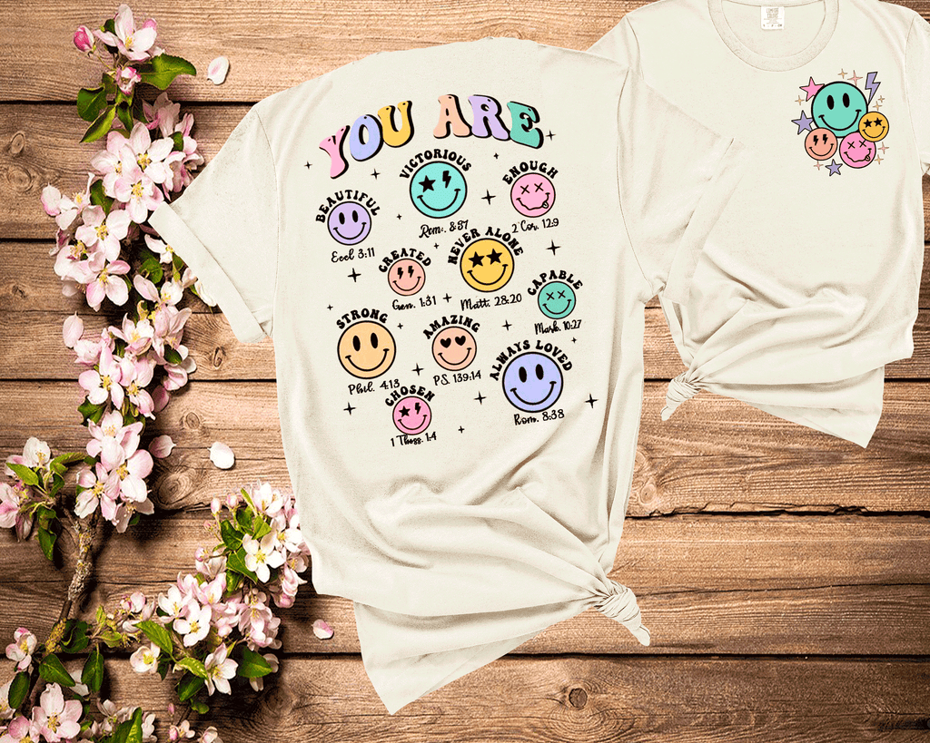 A Blessed Texas Mess Boutique You are Smiley faces Bible Versus Mental Health Comfort Colors — main product shot