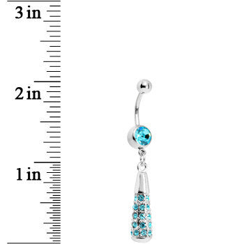 BodyCandy Aqua Gem Paved Drop Dangle Belly Ring — detail close-up