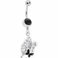 BodyCandy Crystalline Leaf Black Butterfly Belly Ring — main product shot