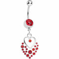 BodyCandy Dazzling Red Embellished Heart Dangle Belly Ring — main product shot