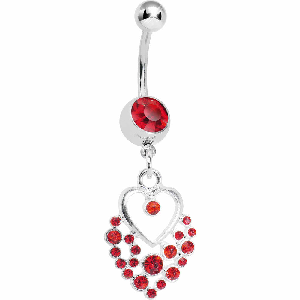 BodyCandy Dazzling Red Embellished Heart Dangle Belly Ring — main product shot