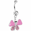 BodyCandy Pink Enamel Jeweled Butterfly Dangle Belly Ring — main product shot