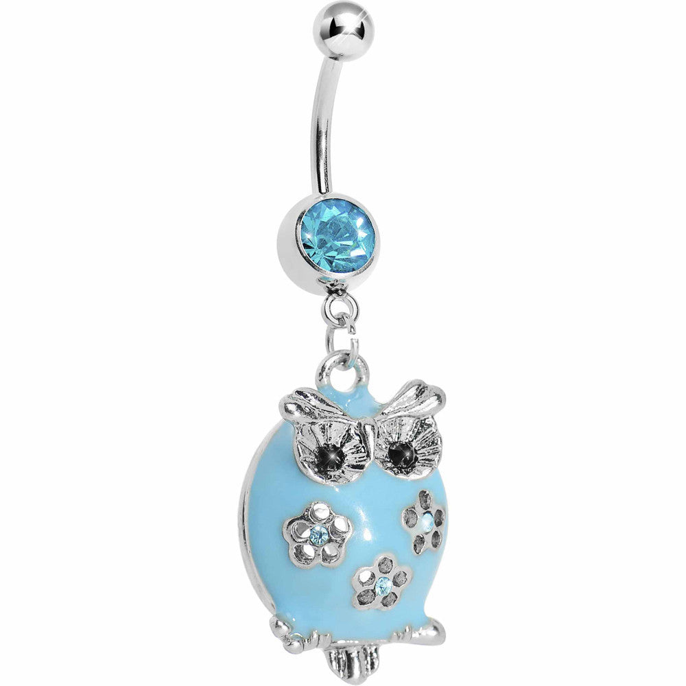 BodyCandy Pretty Blue Whimsical Owl Belly Ring — main product shot