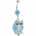 BodyCandy Pretty Blue Whimsical Owl Belly Ring — main product shot