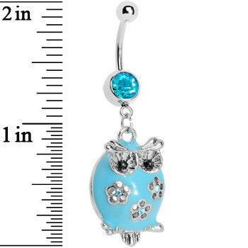 BodyCandy Pretty Blue Whimsical Owl Belly Ring — lifestyle context