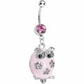 BodyCandy Pretty Pink Whimsical Owl Belly Ring — main product shot