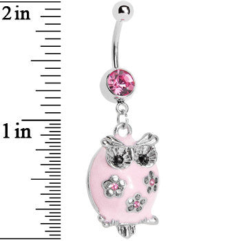BodyCandy Pretty Pink Whimsical Owl Belly Ring — lifestyle context
