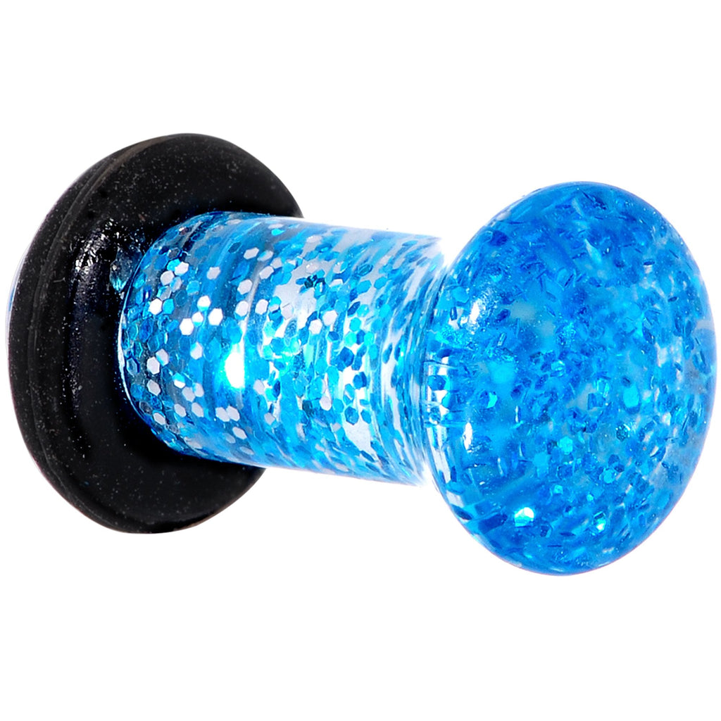 BodyCandy 6G Blue Acrylic Ultra Glitter Plug Set — detail close-up