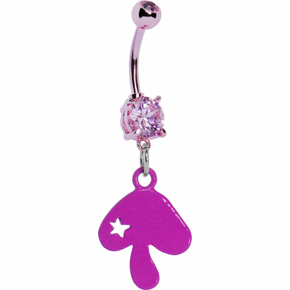 BodyCandy Pink Gem Mushroom Dangle Belly Ring — main product shot
